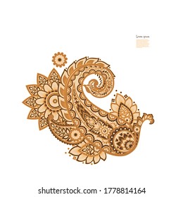 Patrón aislado del vector Paisley. Ilustración floral vintage en estilo batik