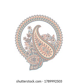 Paisley vector isolated pattern. Vintage floral illustration in batik style