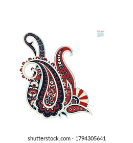 Patrón aislado del vector Paisley. Ilustración floral vintage en estilo batik