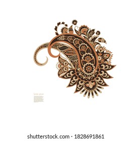 Patrón aislado del vector Paisley. Ilustración floral vintage en estilo batik