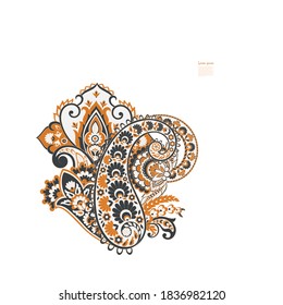 Paisley vector isolated pattern. Vintage floral illustration in batik style