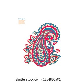 Paisley vector isolated pattern. Vintage floral illustration in batik style