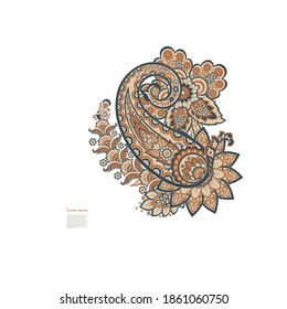 Patrón aislado del vector Paisley. Ilustración floral vintage en estilo batik