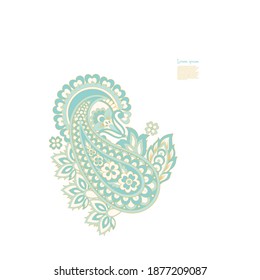 Paisley-Vektorgrafik, isoliertes Muster. Vintage-Blumengrafik im Batik-Stil