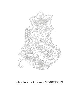 Patrón aislado del vector Paisley. Ilustración floral vintage en estilo batik