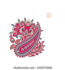 Paisley vector isolated pattern. Vintage floral illustration in batik style