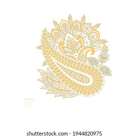 Paisley vector isolated pattern. Vintage floral illustration in batik style