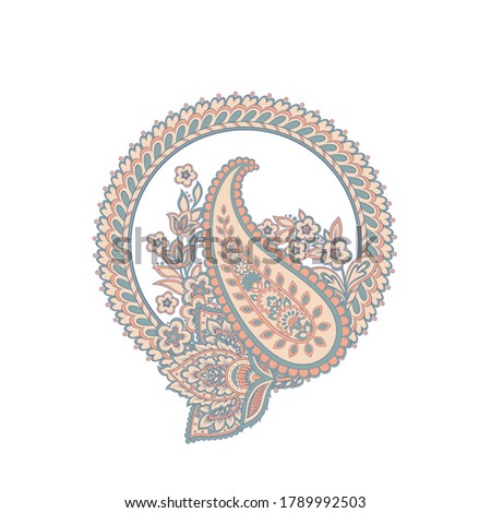 Paisley vector isolated pattern. Vintage floral illustration in batik style