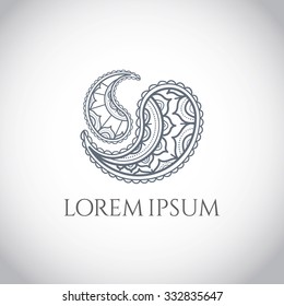 Paisley vector logo (sign, symbol, design, wedding invitation, card, ticket, branding, logo, label, emblem)