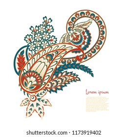 Paisley vector pattern. Fantastic flowe, leaves