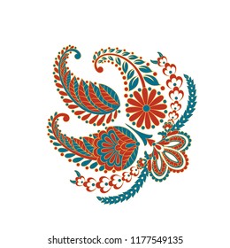 Paisley vector pattern. Fantastic flowe, leaves