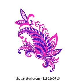 Paisley vector pattern. Fantastic flowe, leaves