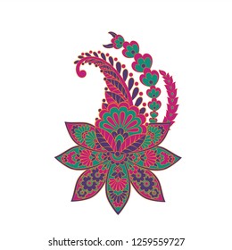 Paisley vector pattern. Fantastic flowe, leaves