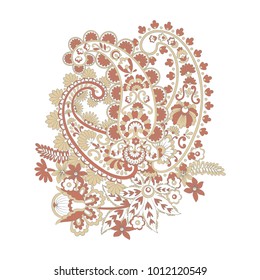 Padrão do vetor de Paisley. Fantástica flor, folhas. Ilustração do estilo Batik