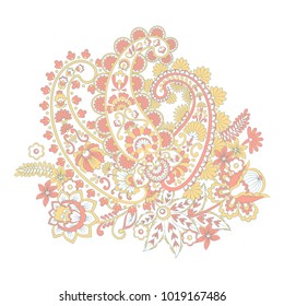 Paisley vector pattern. Fantastic flower, leaves. Batik style pa