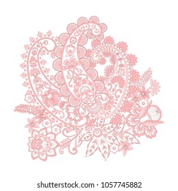 Paisley vector pattern. Fantastic flower, leaves. Batik style pa