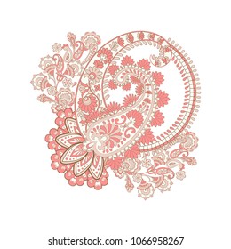 Paisley vector pattern. Fantastic flower, leaves. Textile bohemian print. Batik painting. Vintage
