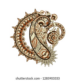 Paisley vector pattern. Fantastic flower, leaves