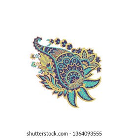 Paisley vector pattern. Fantastic flower, leaves