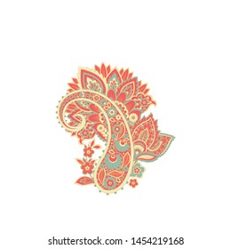 Paisley vector pattern. Fantastic flower, leaves