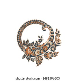 Paisley vector pattern. Fantastic flower, leaves