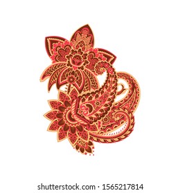 Paisley vector pattern. Fantastic flower, leaves