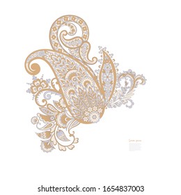 Patrón vector Paisley. Flor fantástica, hojas