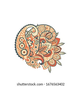 Paisley Vektorillustration Muster. Fantastische Blume, Blätter