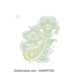 Paisley Vector Pattern. Floral Isolated Asian Illustration