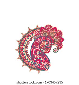 Paisley Vektorillustration Muster. Blorale einzelne asiatische Illustration