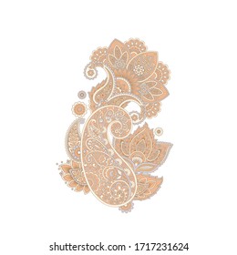 Paisley Vector Pattern. Floral Isolated Asian Illustration