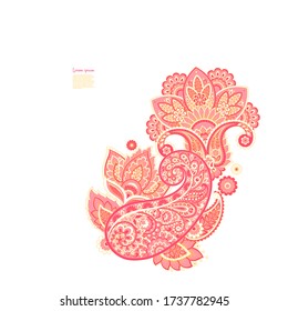 Patrón de vectores Paisley. Ilustración asiática con aislamiento floral