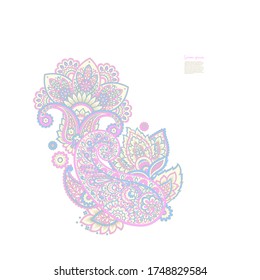 Paisley Vector Pattern. Floral Isolated Asian Illustration
