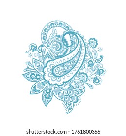 Paisley Vector Pattern. Floral Isolated Asian Illustration