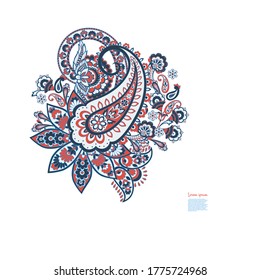 Patrón de vectores Paisley. Ilustración asiática con aislamiento floral