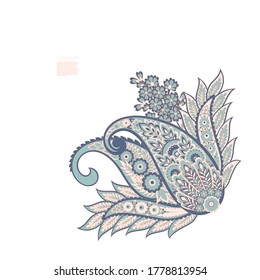 Paisley Vector Pattern. Floral Isolated Asian Illustration