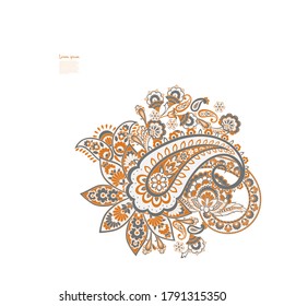 Paisley Vector Pattern. Floral Isolated Asian Illustration