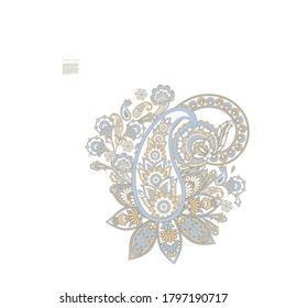 Paisley Vector Pattern. Floral Isolated Asian Illustration