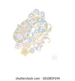 Paisley Vector Pattern. Floral Isolated Asian Illustration