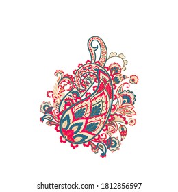 Patrón de vectores Paisley. Ilustración asiática con aislamiento floral