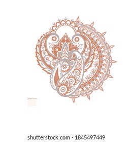 Paisley Vector Pattern. Floral Isolated Asian Illustration