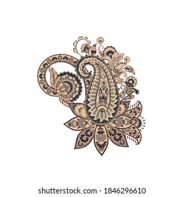 Paisley-Vektormuster. Blorale einzelne asiatische Illustration