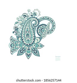 Paisley Vector Pattern. Floral Isolated Asian Illustration