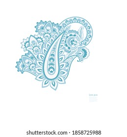 Paisley Vector Pattern. Floral Isolated Asian Illustration