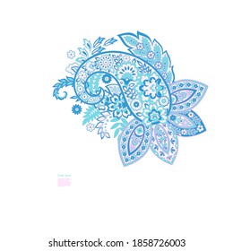 Paisley Vector Pattern. Floral Isolated Asian Illustration
