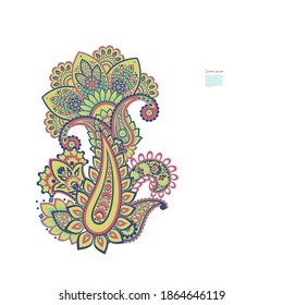 Paisley Vector Pattern. Floral Isolated Asian Illustration