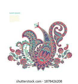 Patrón de vectores Paisley. Ilustración asiática con aislamiento floral