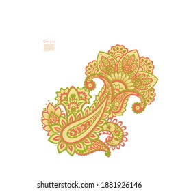 Patrón de vectores Paisley. Ilustración asiática con aislamiento floral