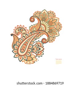 Paisley Vector Pattern. Floral Isolated Asian Illustration