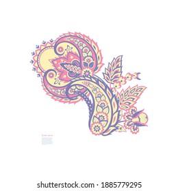 Patrón de vectores Paisley. Ilustración asiática con aislamiento floral